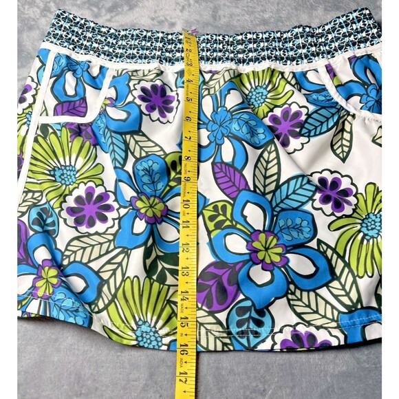 Athleta womens swim skirt L bright floral mesh pocket summer watersports lake - Picture 3 of 8
